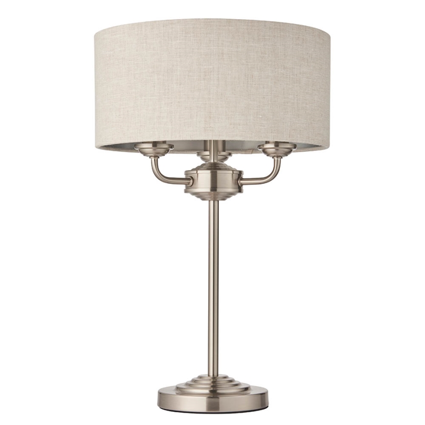 Endon 94369 - Stolní lampa HIGHCLERE 3xE14/18W/230V béžová/matný chrom