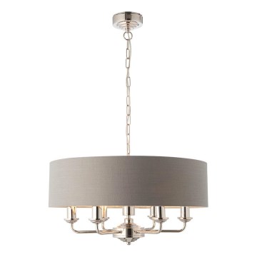 Endon 94373 - Lustr na řetězu HIGHCLERE 6xE14/40W/230V šedá/lesklý chrom pr. 35 cm