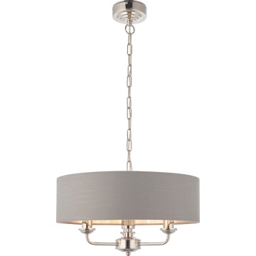 Endon 94377 - Lustr na řetězu HIGHCLERE 3xE14/40W/230V šedá/lesklý chrom
