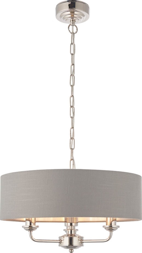 Endon 94377 - Lustr na řetězu HIGHCLERE 3xE14/40W/230V šedá/lesklý chrom