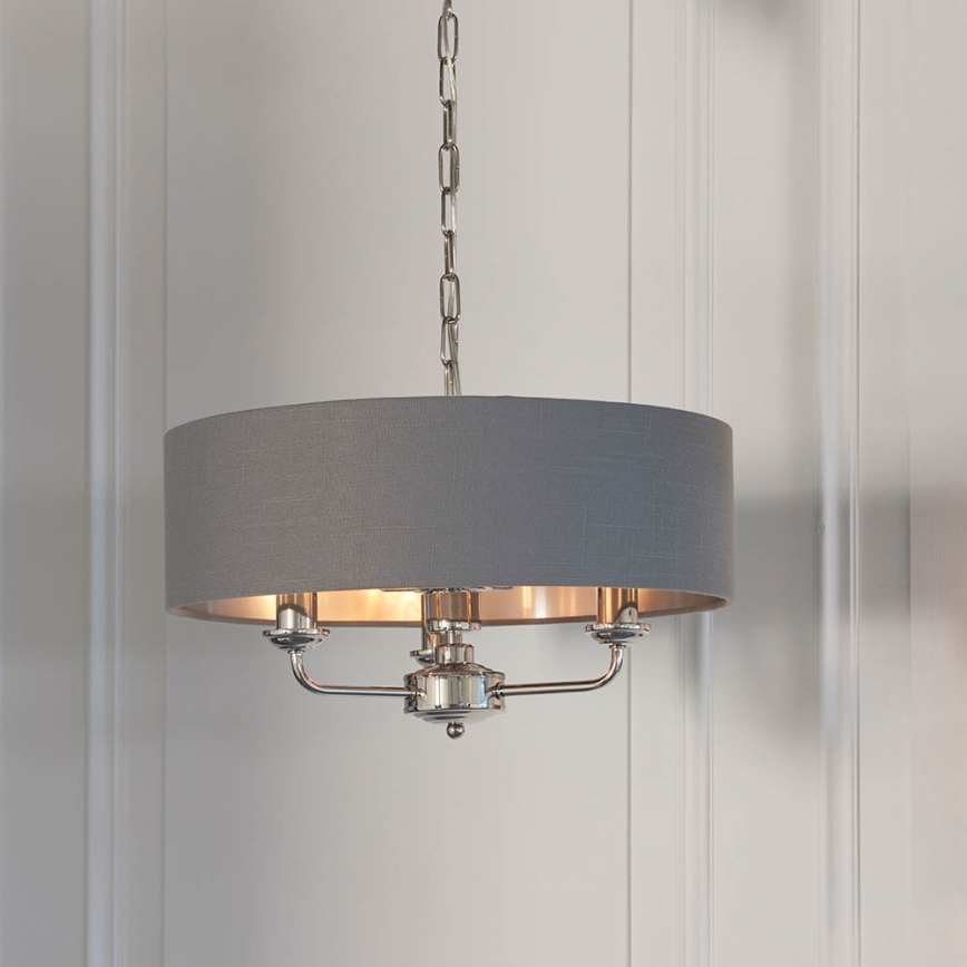 Endon 94377 - Lustr na řetězu HIGHCLERE 3xE14/40W/230V šedá/lesklý chrom