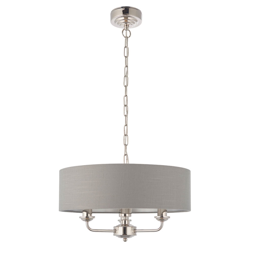 Endon 94377 - Lustr na řetězu HIGHCLERE 3xE14/40W/230V šedá/lesklý chrom