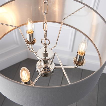 Endon 94377 - Lustr na řetězu HIGHCLERE 3xE14/40W/230V šedá/lesklý chrom