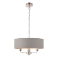 Endon 94377 - Lustr na řetězu HIGHCLERE 3xE14/40W/230V šedá/lesklý chrom pr. 45 cm