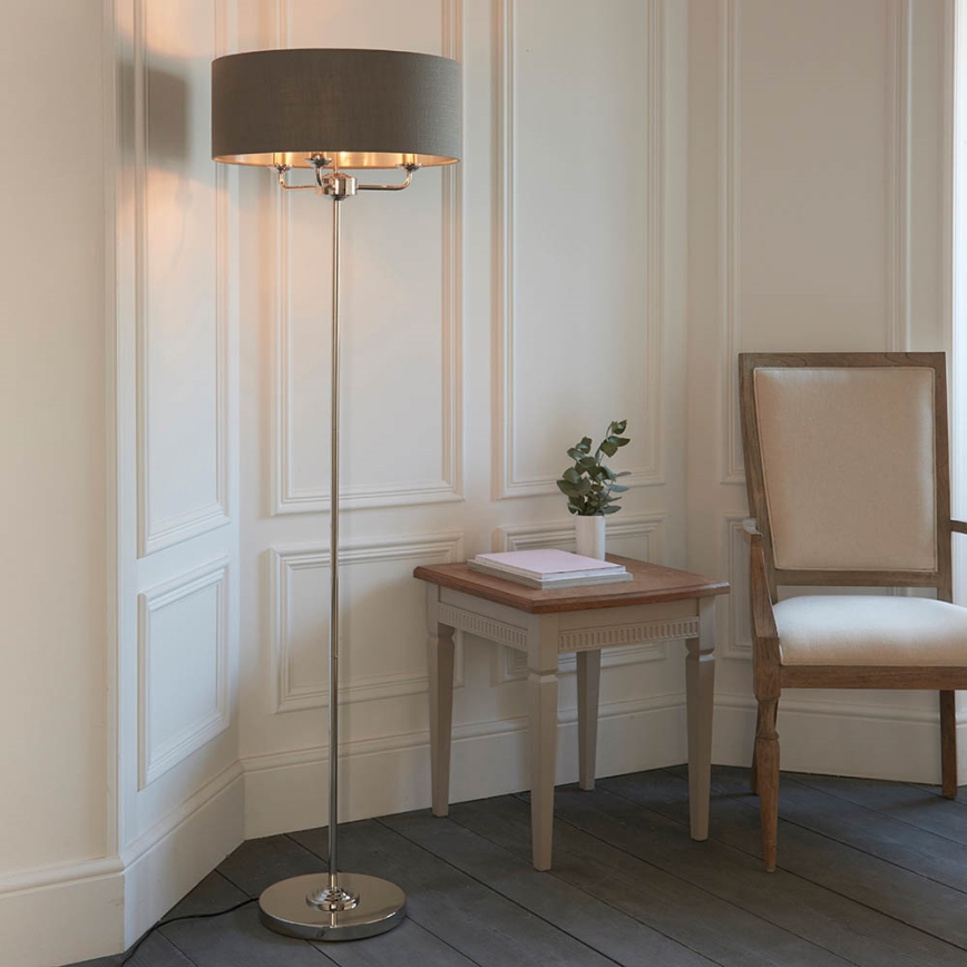 Endon 94378 - Stojací lampa HIGHCLERE 1xE14/40W/230V šedá/lesklý chrom