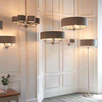 Endon 94378 - Stojací lampa HIGHCLERE 1xE14/40W/230V šedá/lesklý chrom