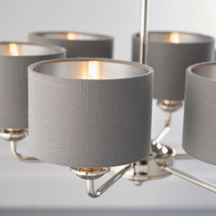 Endon 94381 - Lustr na řetězu HIGHCLERE 6xE14/28W/230V šedá/lesklý chrom