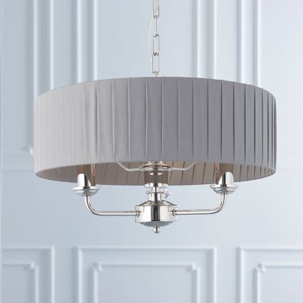 Endon 94394 - Lustr na řetězu HIGHCLERE 3xE14/40W/230V tmavě šedá/lesklý chrom