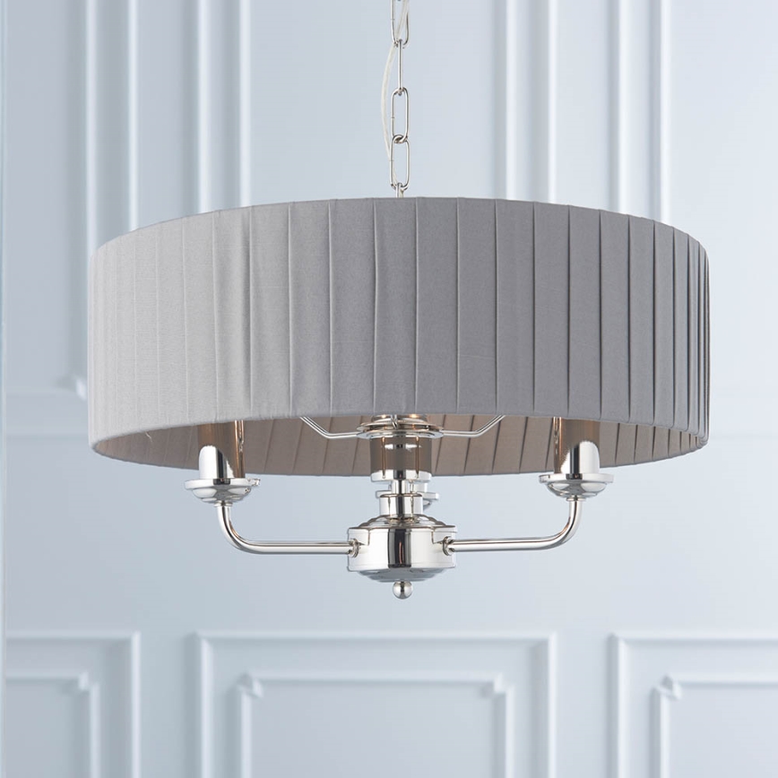 Endon 94394 - Lustr na řetězu HIGHCLERE 3xE14/40W/230V tmavě šedá/lesklý chrom