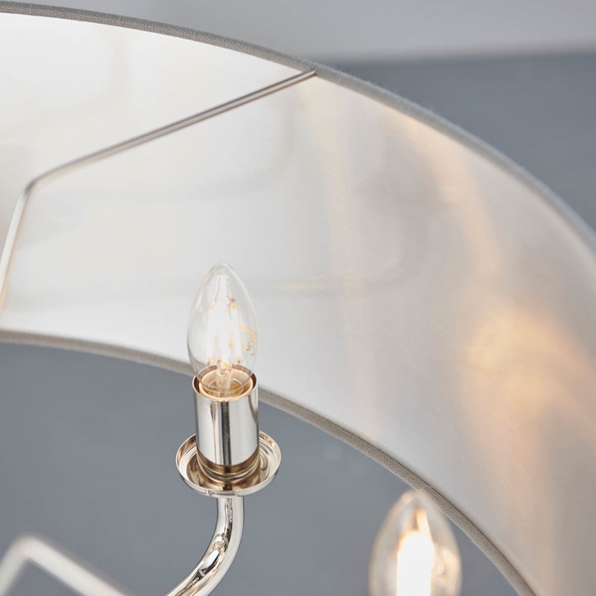 Endon 94415 - Lustr na řetězu HIGHCLERE 8xE14/40W/230V šedá/lesklý chrom pr. 70 cm