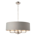 Endon 94415 - Lustr na řetězu HIGHCLERE 8xE14/40W/230V šedá/lesklý chrom pr. 70 cm
