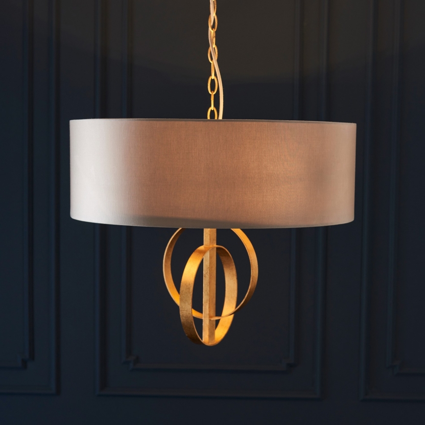 Endon 95212 - Lustr na řetězu 3xE27/10W/230V pr. 60 cm šedá/mosaz