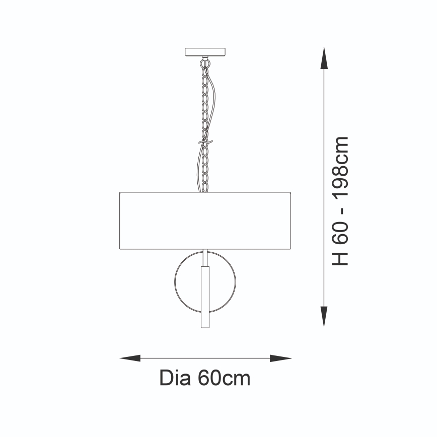 Endon 95212 - Lustr na řetězu 3xE27/10W/230V pr. 60 cm šedá/mosaz