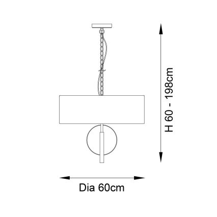 Endon 95216 - Lustr na řetězu 3xE27/10W/230V pr. 60 cm šedá