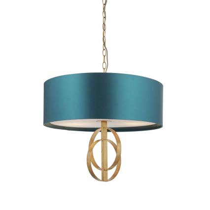 Endon 95220 - Lustr na řetězu 3xE27/10W/230V pr. 60 cm modrá/mosaz