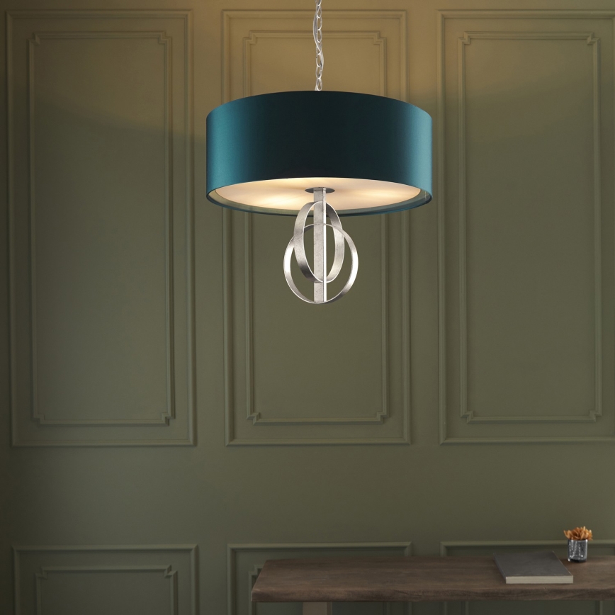 Endon 95224 - Lustr na řetězu 3xE27/10W/230V pr. 60 cm modrá/šedá