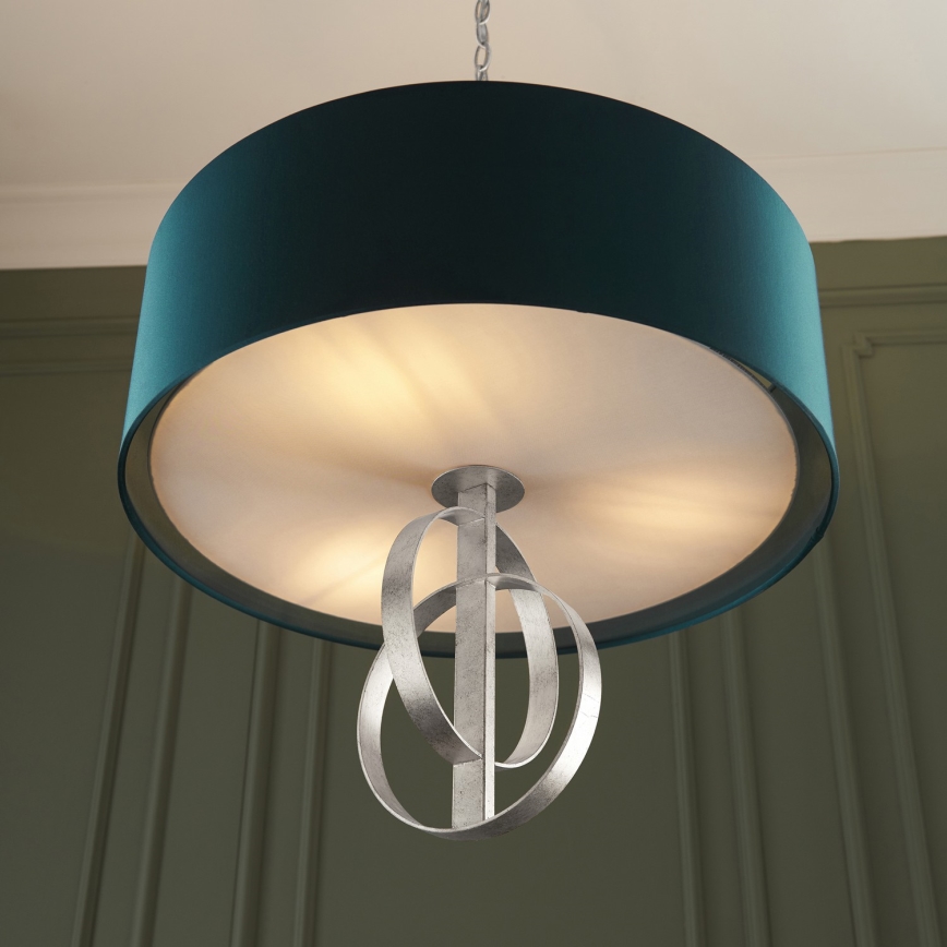 Endon 95224 - Lustr na řetězu 3xE27/10W/230V pr. 60 cm modrá/šedá