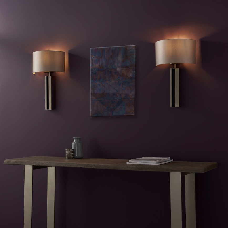 Endon 95449 - Nástěnná lampa 1xE27/10W/230V béžová/matný chrom