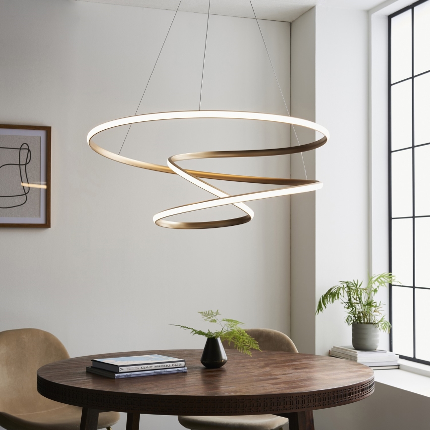 Endon 97639 - LED Stmívatelný lustr na lanku TWIRL LED/88W/230V 3000K zlatá