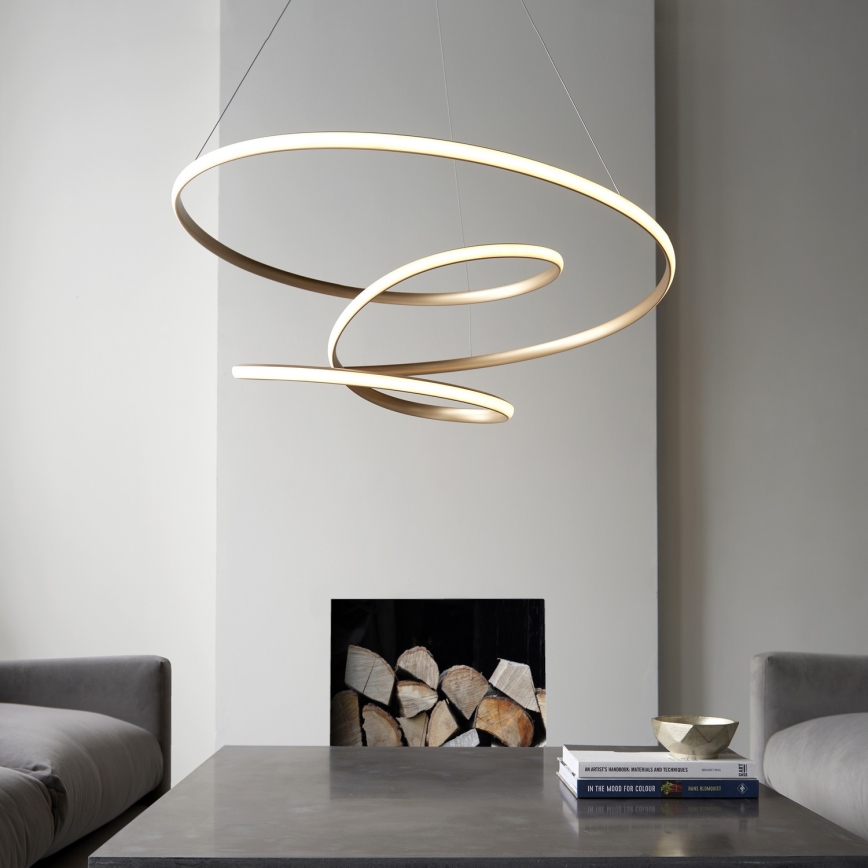 Endon 97639 - LED Stmívatelný lustr na lanku TWIRL LED/88W/230V 3000K zlatá