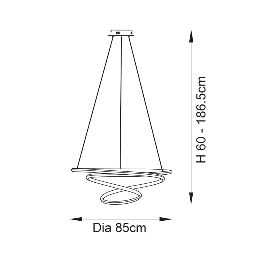 Endon 97639 - LED Stmívatelný lustr na lanku TWIRL LED/88W/230V 3000K zlatá