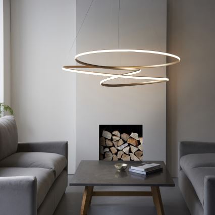 Endon 97645 - LED Stmívatelný lustr na lanku TWIRL LED/131W/230V 3000K zlatá