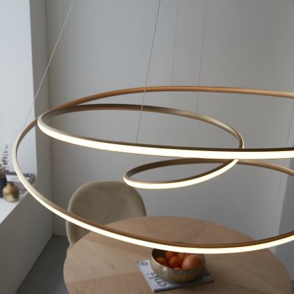 Endon 97645 - LED Stmívatelný lustr na lanku TWIRL LED/131W/230V 3000K zlatá