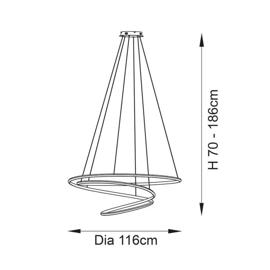 Endon 97645 - LED Stmívatelný lustr na lanku TWIRL LED/131W/230V 3000K zlatá