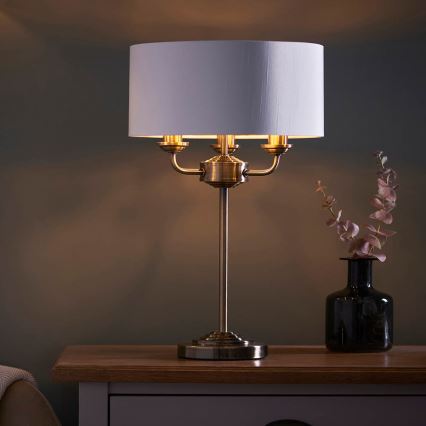 Endon 98932 - Stolní lampa HIGHCLERE 3xE14/18W/230V bílá/mosaz pr. 32 cm