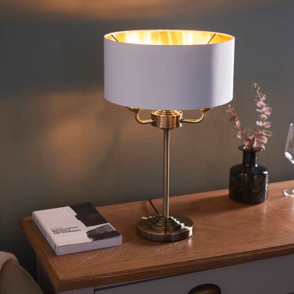 Endon 98932 - Stolní lampa HIGHCLERE 3xE14/18W/230V bílá/mosaz pr. 32 cm