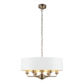 Endon 98933 - Lustr na řetězu HIGHCLERE 6xE14/40W/230V bílá/mosaz pr. 55 cm