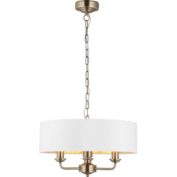 Endon 98934 - Lustr na řetězu HIGHCLERE 3xE14/40W/230V bílá/mosaz