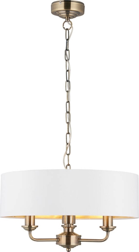 Endon 98934 - Lustr na řetězu HIGHCLERE 3xE14/40W/230V bílá/mosaz