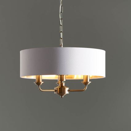 Endon 98934 - Lustr na řetězu HIGHCLERE 3xE14/40W/230V bílá/mosaz