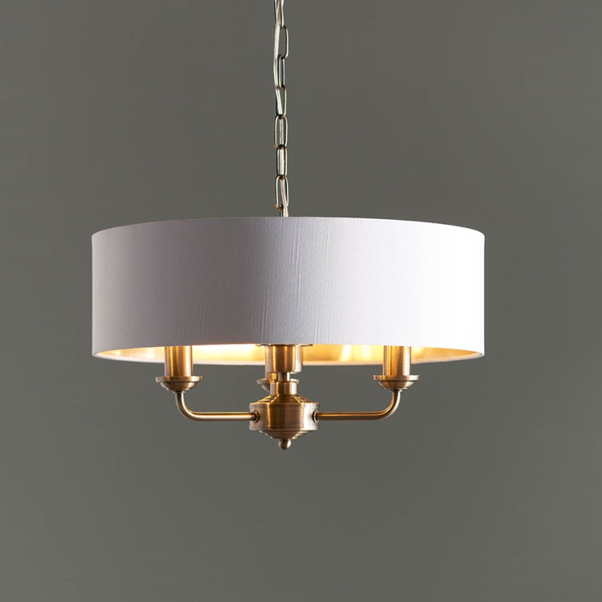 Endon 98934 - Lustr na řetězu HIGHCLERE 3xE14/40W/230V bílá/mosaz