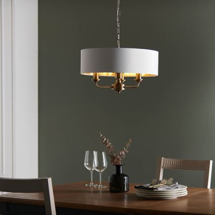 Endon 98934 - Lustr na řetězu HIGHCLERE 3xE14/40W/230V bílá/mosaz
