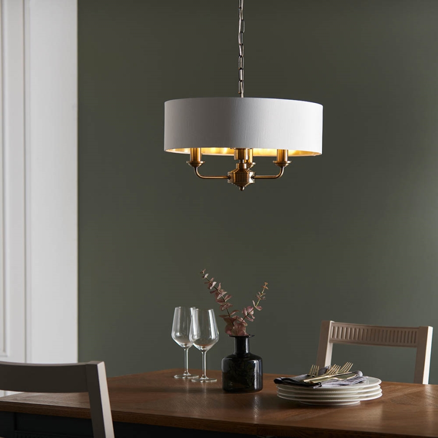 Endon 98934 - Lustr na řetězu HIGHCLERE 3xE14/40W/230V bílá/mosaz