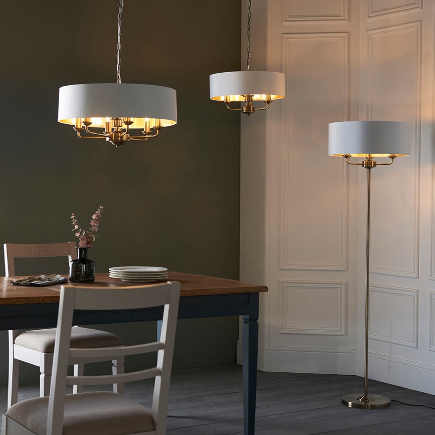 Endon 98934 - Lustr na řetězu HIGHCLERE 3xE14/40W/230V bílá/mosaz