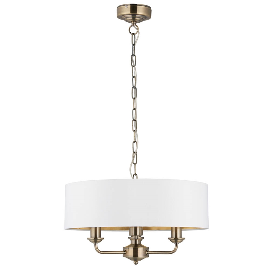 Endon 98934 - Lustr na řetězu HIGHCLERE 3xE14/40W/230V bílá/mosaz