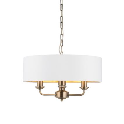 Endon 98934 - Lustr na řetězu HIGHCLERE 3xE14/40W/230V bílá/mosaz