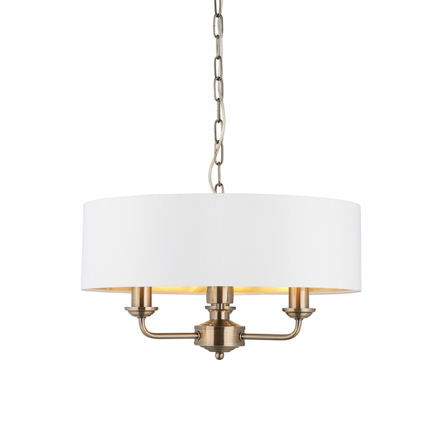 Endon 98934 - Lustr na řetězu HIGHCLERE 3xE14/40W/230V bílá/mosaz