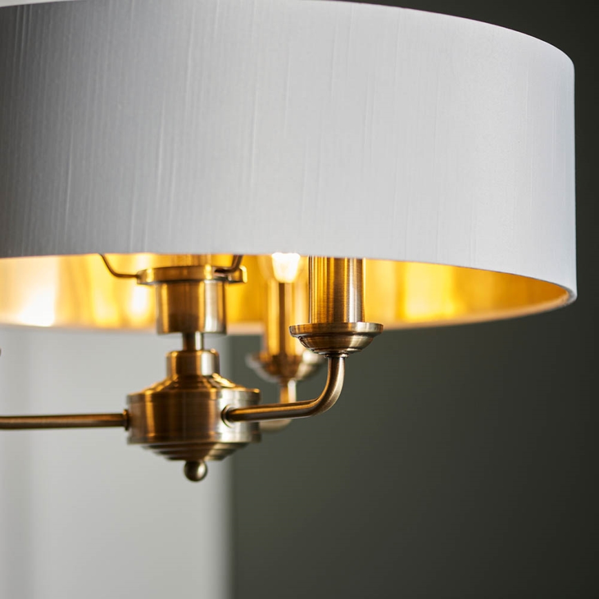 Endon 98934 - Lustr na řetězu HIGHCLERE 3xE14/40W/230V bílá/mosaz