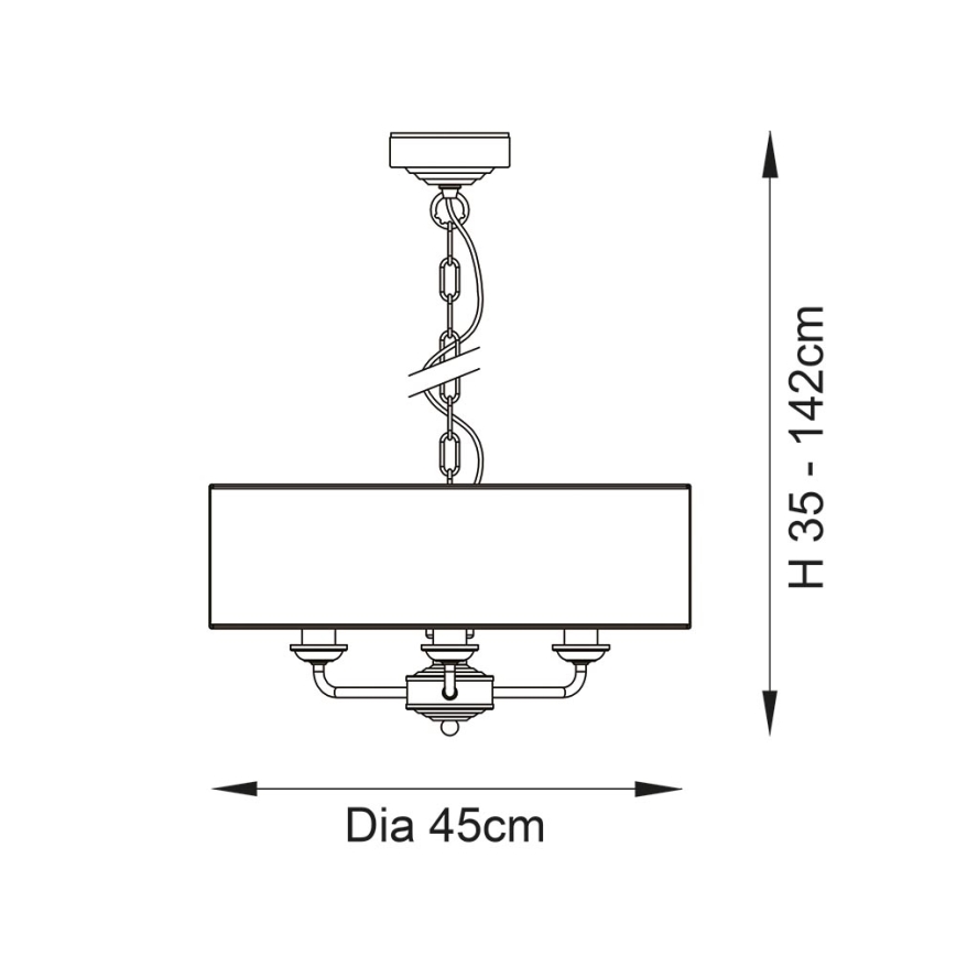 Endon 98934 - Lustr na řetězu HIGHCLERE 3xE14/40W/230V bílá/mosaz