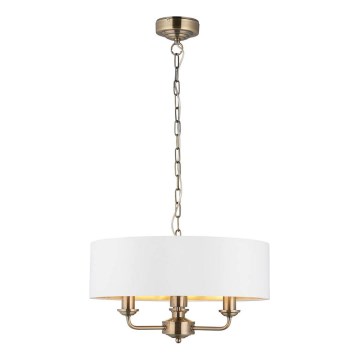 Endon 98934 - Lustr na řetězu HIGHCLERE 3xE14/40W/230V bílá/mosaz pr. 45 cm
