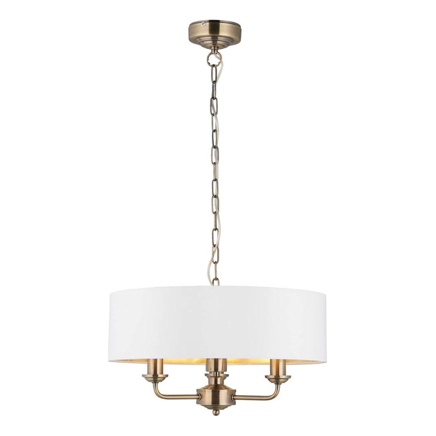 Endon 98934 - Lustr na řetězu HIGHCLERE 3xE14/40W/230V bílá/mosaz pr. 45 cm