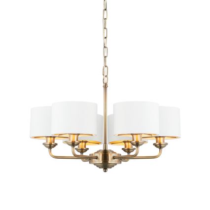 Endon 98936 - Lustr na řetězu HIGHCLERE 6xE14/28W/230V bílá/mosaz