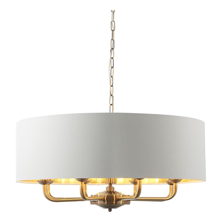 Endon 98938 - Lustr na řetězu HIGHCLERE 8xE14/40W/230V pr. 70 cm bílá/mosaz