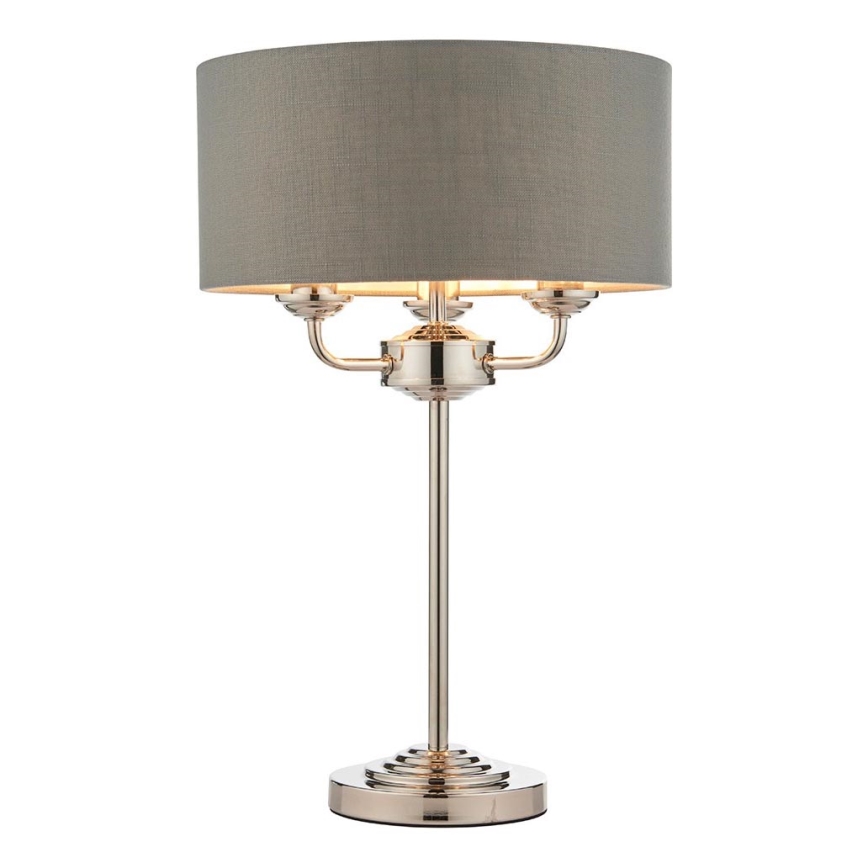 Endon 99149 - Stolní lampa HIGHCLERE 3xE14/18W/230V šedá/lesklý chrom pr. 32 cm