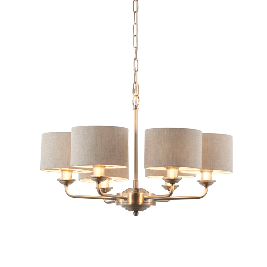Endon 99151 - Lustr na řetězu HIGHCLERE 6xE14/28W/230V šedá/matný chrom pr. 53 cm