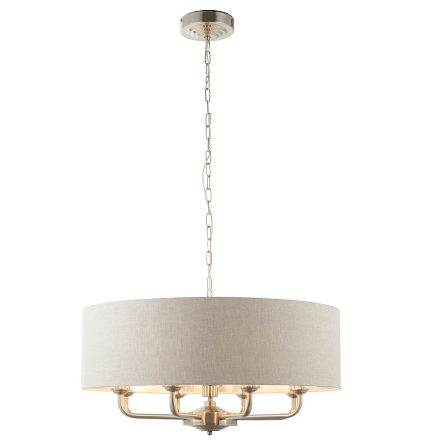 Endon 99152 - Lustr na řetězu HIGHCLERE 8xE14/40W/230V šedá/matný chrom pr. 70 cm